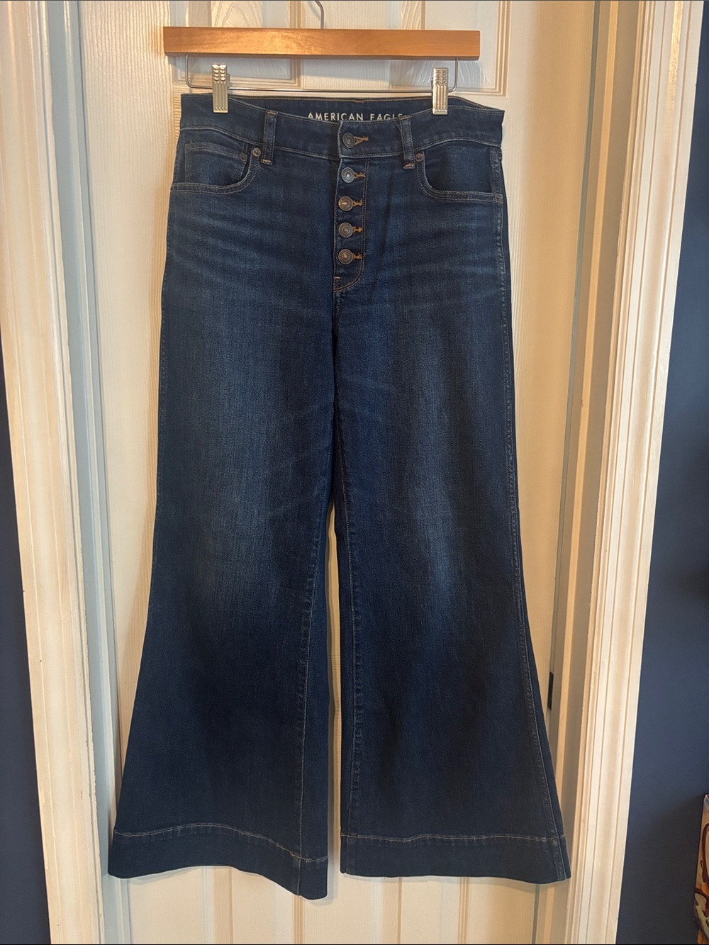 American Eagle Outfitters Dark Indigo High-Rise Wide Leg Jeans